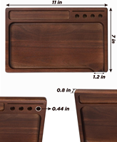 Rolling tray van zwart walnoot hout met gladde, afgeronde randen - milieuvriendelijk serviesgoed voor gebruik in de badkamer & op het bureau