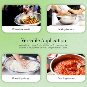 Ensemble de bols à mélanger en acier inoxydable, bols à salade de qualité professionnelle, bol de service en métal, base plate, design classique, pour la maison - Product Image 4