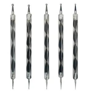 5Pcs Purple Blue Steel Dotting Pen Set Acrylic Handle Rhinestone Picker Nail Art Decoration Tools - Product Image 4