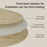 Panier Vapeur en Bambou à 2 Étages de 21 cm avec Anneaux en Acier Inoxydable, Capacité 4 L, Couvercle en Bambou, Compatible Gaz et Induction pour Bao, Dim Sum et Riz