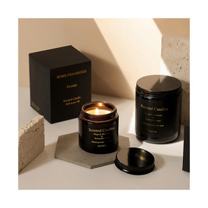 Vela Aromática Premium de 7oz Sin Humo con Logotipo Personalizado en Frasco de Vidrio Negro con Cera - Product Image 6