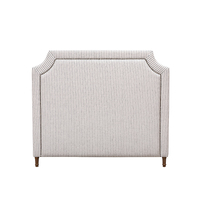 Cabecera de Cama Doble Tapizada en Tela con Rayas Azules Oscuros, Muebles de Dormitorio de Estilo Moderno