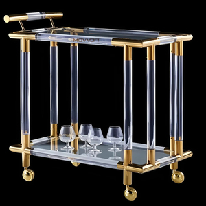 Carro móvil comercial nórdico de gama alta, mesa de comedor acrílica transparente de acero inoxidable para hoteles, muebles de sala de estar - Product Image 1