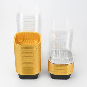 Venta al por Mayor 100 Piezas de Vasos Cuadrados de Aluminio para Cupcakes de 300ml 10oz, Moldes Desechables para Mini Pasteles, Contenedores de Aluminio para Hornear con Tapa de Plástico - Product Image 3