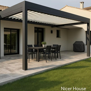 ศาลาพักผ่อนกลางแจ้งกันน้ำ, ศาลาอลูมิเนียมแบบมีมอเตอร์พร้อมรางระบายน้ำสำหรับศาลาในสวน - Product Image 5