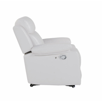 Fauteuil inclinable électrique blanc moderne avec éclairage LED, revêtement en similicuir, télécommande, super confortable, structure en plastique