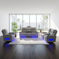 Ensemble de canapés inclinables électriques Chesterfield modernes en cuir écologique avec éclairage LED, rangement et pieds en métal pour salon