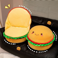 Coussin en peluche Hamburger mignon, doux et rembourré, coussin de siège rond, motif laitue verte et couche rouge, pour la maison, cadeau, vente en gros