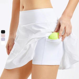 ホットセール レディース ハイウエスト プリーツ 通気性 速乾 テニススカート ショーツ 2in1デザイン セクシー フィットネス ワークアウト ヨガ ガールズ向け - Product Image 1