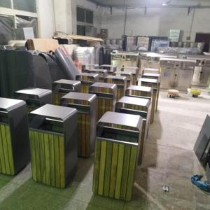 Modern Standing ABS Waste Bin Stainless Steel Wooden Finish Outdoor Container Ashtray for Street Recycling 12L 30L <strong>Trash</strong> <strong>Can</strong> - Product Image 3