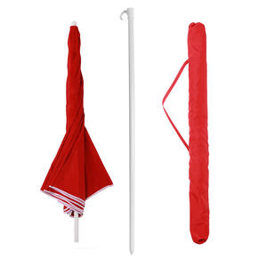 Parasols portatifs de patio extérieur avec impression de logo personnalisé bon marché de 7,5 pieds Parapluie de plage en aluminium pliable <span class=keywords><strong>Poteau</strong></span> en acier avec ancre de sable - Product Image 4