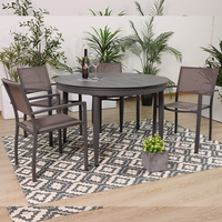 Table de salle à manger ronde extensible en aluminium et chaises fabricant d'ensemble de salle à manger de coin de jardin bistro
