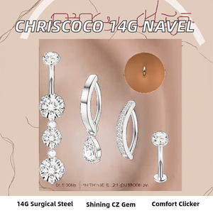 Chriscoco 14g <span class=keywords><strong>Piercing</strong></span> <span class=keywords><strong>de</strong></span> <span class=keywords><strong>nombril</strong></span> en acier chirurgical argent/or avec zircon cubique, bijou <span class=keywords><strong>de</strong></span> corps pour femme enceinte 10mm - Product Image 2