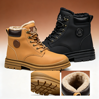 Bottes de travail montantes pour hommes en cuir microfibre, chaudes, épaissies, antidérapantes, polyvalentes et tendance, Hiver 2026