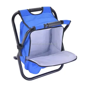 Frame de aço e 600D Mochila Cooler Cadeira Folding Stool , Travel Camping Chair, Cooler Bag