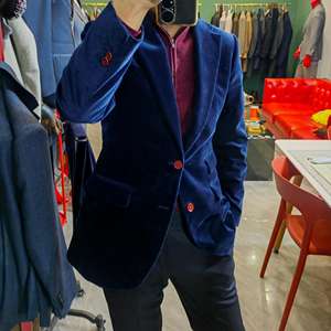 Blazer de Terciopelo 100% Algodón Transpirable con Media Forro de Lona para Hombre, Fabricante ODM de EE. UU. con 21 Años de Experiencia, MOQ Bajo, Corte Ajustado, Chaqueta Deportiva para Boda y Fiesta - Product Image 1