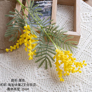 Collection de Poésie de Sel de <span class=keywords><strong>Mer</strong></span> Simulé 2 Fourchettes Fleur d'Acacia Plantes Vertes Déco de Mariage Fleurs Artificielles Faveurs de Fête Fabriquées - Product Image 6