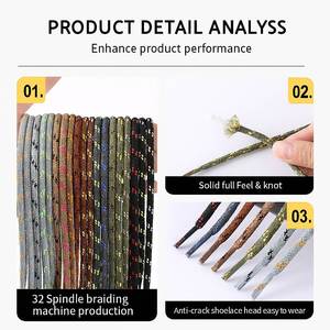 Lacets de chaussures de travail d'extérieur ronds en polyester bicolores personnalisés pour chaussures de sécurité - Product Image 2