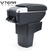 Vtear Accoudoir avant de voiture en ABS et cuir PU avec chargeur USB, porte-gobelet et boîte de rangement, accessoires intérieurs pour Hyundai Solaris 2011-2016