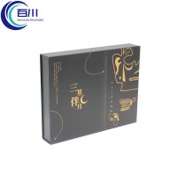 Caja de Regalo de Cartón Rígido de Alta Gama con Logotipo Personalizado, Papel Recubierto Ecológico Negro, Embalaje con EPE para Productos Cosméticos y Té