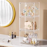 Boîte de présentation pliable écologique anti-poussière pour figurines, objets de collection, contenants de rangement en plastique, porte magnétique, utilisation de sac