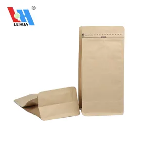 Tùy chỉnh in giấy kraft có thể khóa lại 1kg 500g 250g túi Cà phê đáy phẳng có van và dây kéo