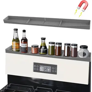 Customized Magnetic Over Oven Organization Shelf Stove Top Magnetic Shelf With Labels Over The Stove Spice Rack