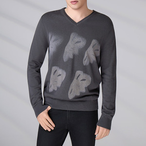 Custom LOGO OEM Men Sweater Manufacturer Jacquard <b>Pattern</b> Pullover Casual V Neck Jumper Winter Men <b>Knitted</b> Sweater - Product Image 3