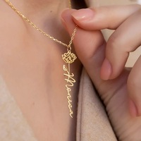Collier personnalisé avec le nom de la fleur du mois, bijoux en acier inoxydable, cadeaux pour la Saint-Valentin