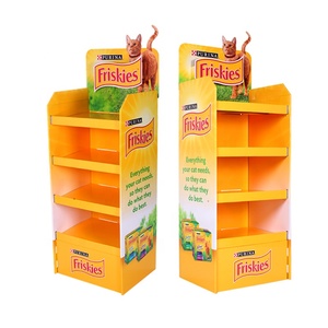 Espositore da Terra Moderno Personalizzato in Cartone Ondulato Ecologico con Rivestimento UV per Ciotole e Collari per Animali Domestici, Uso in Negozi al Dettaglio - Product Image 1