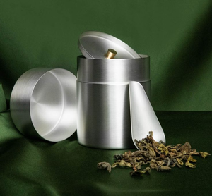 Boîte à matcha vide en acier inoxydable 304 de 150 g, écologique, avec double couvercle, étiquette privée personnalisée - Product Image 2