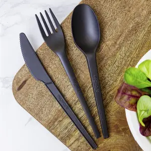 Western Restaurant Eco-friendly CPLA Disposable Dessert Knife Fork Spoon PLA Utensil Compostable Cutlery Sets