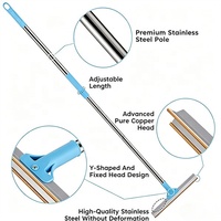 Ensemble de 3 grattoirs à poils d'animaux avec manche long réglable pour canapé, tapis et tapis de sol