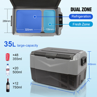 Réfrigérateur de voiture portable à triple tension, design sportif, 55L, double zone, compresseur, boîte de refroidissement compacte, congélateur pour le camping