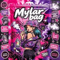 Sac Mylar Rose Violet Personnalisé Motif Graffiti Fille, Anti-Odeur, Pochette Zippée Autoportante, Style Urbain Tendance, Refermable, Micro-ondable, pour Sushi