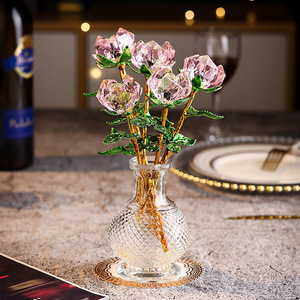 Heavenly Pot Crystal Rose Ornament Cut Glass Bottle Valentine'S Day Gift For Girlfriend <b>Wife</b> Living Room Decoration - Product Image 2