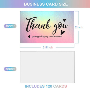 Lot de 50 cartes de remerciement en papier holographique pour usage professionnel et commercial - Product Image 3