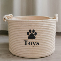 Panier de rangement en corde de coton rond tressé pour chambre à coucher et bureau – Design gain de place