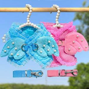Venta al por mayor Arnés para perros Correa Conjunto Lindo Arnés para perros Chaleco Cachorro Correa Perlas Ala Ajustable Gato Arnés Mascota Waling Correa para perro - Product Image 6