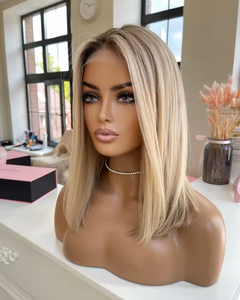 Parrucche anteriori 13x4 in pizzo <span class=keywords><strong>capelli</strong></span> umani castano vergine frassino biondo biondo Highlight per le donne parrucca colorata Pre-strappata <span class=keywords><strong>capelli</strong></span> del bambino per le donne - Product Image 3