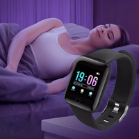 Montre connectée sportive unisexe 116 Plus tendance, avec écran carré, alarme, bracelet en silicone numérique pour suivi d'activité - Vente flash