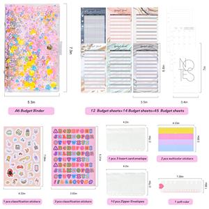 Vente en gros de classeurs A6 avec enveloppe pour monnaie, système de planificateurs de classeurs avec feuilles de budget pour les <span class=keywords><strong>dépenses</strong></span> et autocollants d'étiquettes - Product Image 2