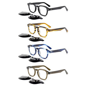 高級デザイナーアセテートメガネファッション厚手のアセテートアイウェアレトロ眼鏡アイグラスアセテート光学メガネフレーム - Product Image 2