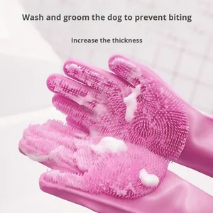 Gants de bain en silicone pour animaux de compagnie, anti-rayures, anti-morsure, outil de bain pour chien et chat - Product Image 2