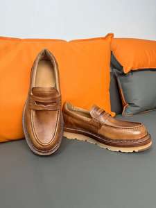 Роскошные мужские туфли Goodyear, коричневые туфли из натуральной кожи с заостренным носком, без застежки, для офиса или зимнего сезона - Product Image 3