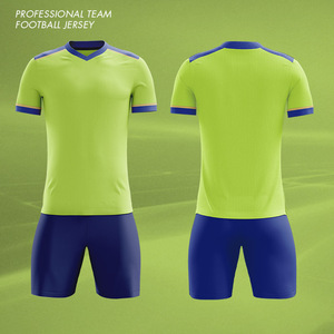 Set di <span class=keywords><strong>maglie</strong></span> da <span class=keywords><strong>calcio</strong></span> unisex personalizzate, <span class=keywords><strong>stampa</strong></span> a trasferimento termico estiva, 100% poliestere, colletto alto, antibatterico e ad asciugatura rapida. - Product Image 2