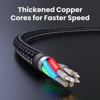 Cable USB a Lightning UGREEN con Certificación MFi, Carga Rápida de 2.4A, Cable de Datos USB con Trenzado de Nailon para iPhone 14 13 Pro Max