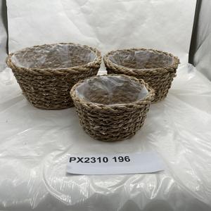 Cesta de jardín de paja tejida, maceta de cuerda de cattail de algas marinas naturales hechas a mano para el hogar, regalos de plantas, venta al por mayor - Product Image 4