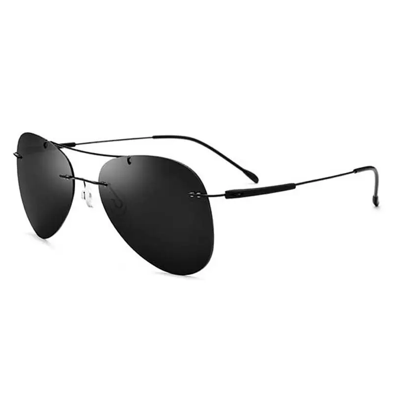 2020 Ultralight Fashion Rimless TR90 Titanium Driving Glasses Classic Cool Black Mens Aviation Polarized Sun Glasses Sunglasses