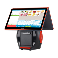 Terminal Punto de Venta al por Mayor, Pantalla Táctil Capacitiva Dual de 15 Pulgadas/15.6 Pulgadas, Caja Registradora con Impresora y Escáner, Sistema POS Todo en Uno